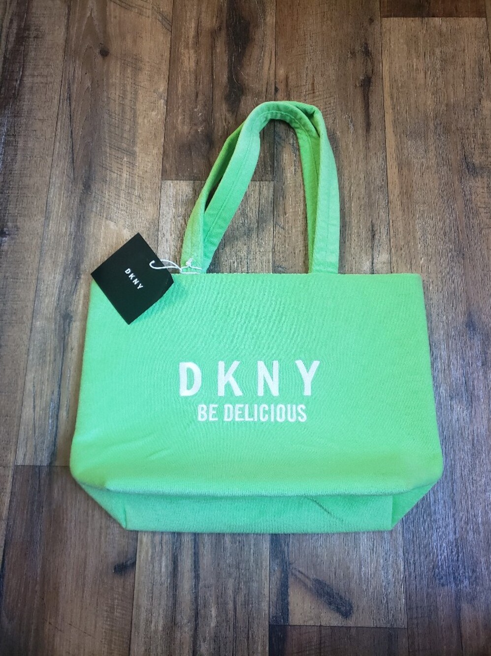 DKNY Fragrance Be Delicious Lime Green Terry Cloth Tote
